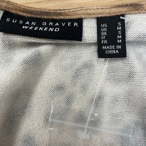 Susan Graver Weekend Women's S Brown Leopard Cashmoozie Open Front Cardigan - Picture 4 of 8